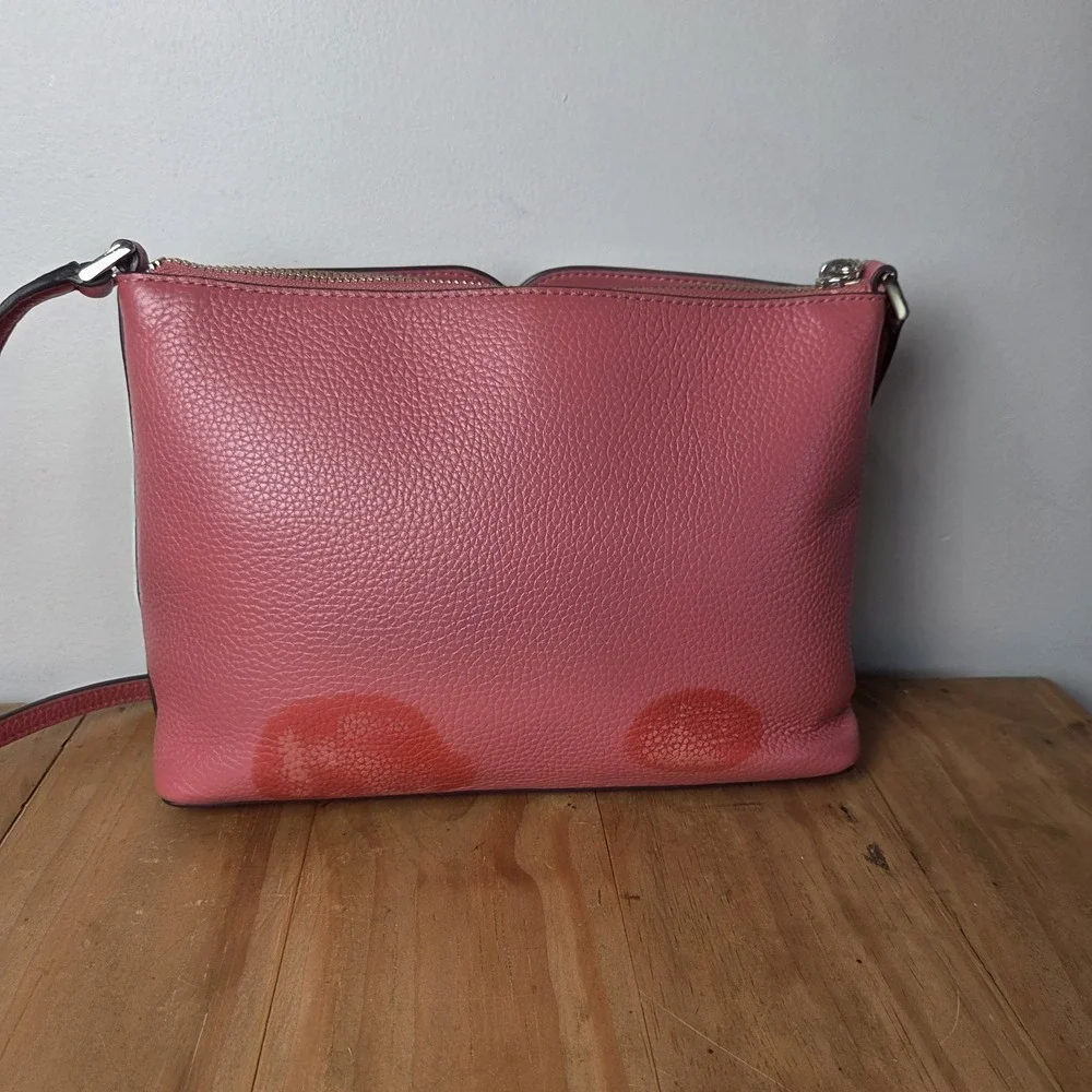 Kate Spade New York Pink Pebbled Leather Crossbody Bag Purse Zip Shoulder